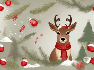 christmas card with reindeer