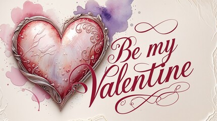  Intricate Heart Artwork with "Be My Valentine" in Romantic Typography