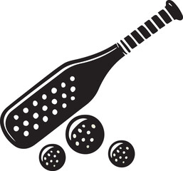 Pickleball logo with bat and ball elements.Pickleball elements design, vector
