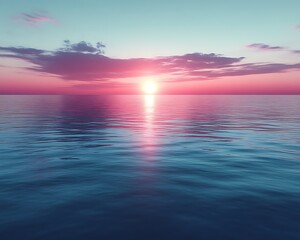 Obraz premium Serene sunset over calm ocean water. (1)
