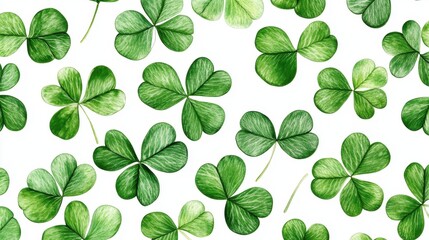 Fototapeta premium Four Clover with snow in winter season, Lucky clover leaves with four leaf,Clover flowers background,Patricks day,Spring flower pattern,St. Patrick s day seamless pattern,copy space.