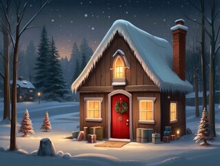 christmas house in the forest