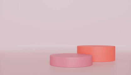 Minimalist Pink Coral Display Podiums Product Showcase Empty Stage