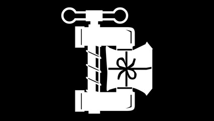 Clamp tool shape icon sign white color in black background