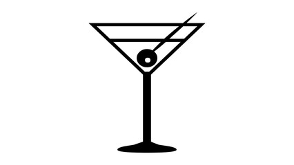 Cocktail glass shape icon black color in white background
