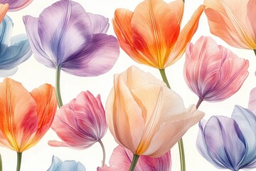 Colorful tulips creating a vibrant floral background design