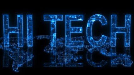 HI tech text technology earth map glowing