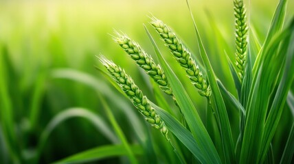 Obraz premium Close-Up of Diverse Crops Thriving in a Vibrant Agricultural Field Under Clear Blue Skies