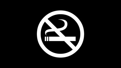 Cigarette No Smoking sign white color in black background