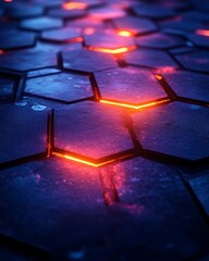 Glowing hexagonal pattern.