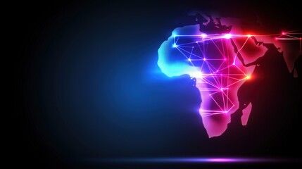 Obraz premium Colorful Abstract Technology Map of Africa with Network Connections