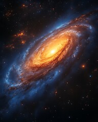 Fototapeta premium Majestic spiral galaxy with bright core and swirling arms in deep space.