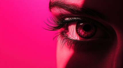 A Close Up Of A Pink Eye With Long Lashes