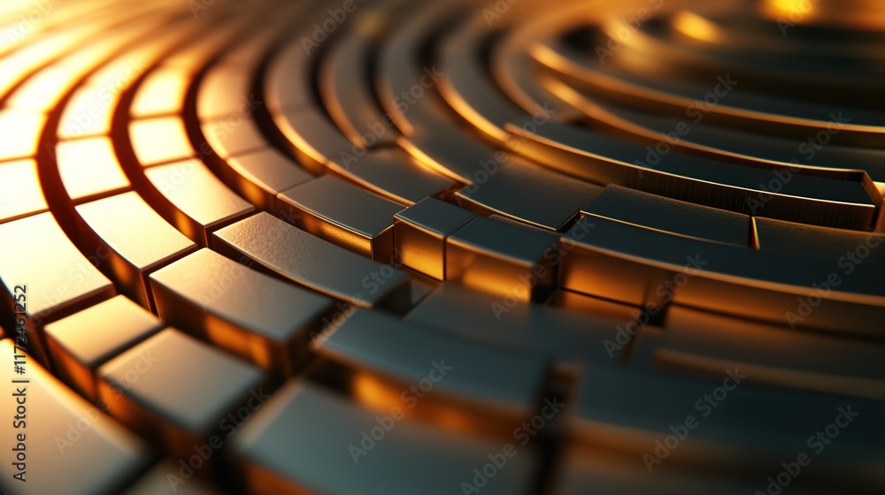 Poster golden abstract waves of smooth metallic texture in soft light