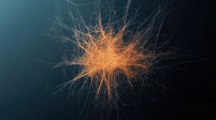 Abstract digital art with vibrant orange lines on dark background