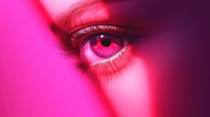 A Close Up Of A Pink Eye With Long Eyelashes