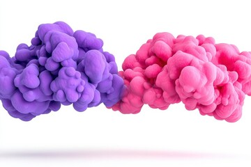 Fototapeta premium A photostock of a pink and purple mist-like particle effect, blending softly and glowing against a white background for a dreamy look. High Quality