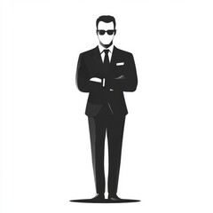 Obraz premium Minimalist Black and White Businessman Illustration in a Suit