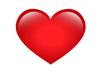 Classic love red glossy heart icon, used for expressions of love passion and romance