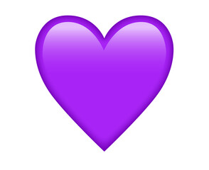 Classic love gradient purple glossy heart icon, used for affection, joy, admiration
