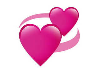 Two revolving hearts switching places icon with circular line