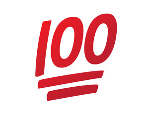 Red number one hundred perfect icon, written in red