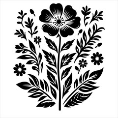 Flower icon silhouette vector. Flower logo icon silhouette illustration