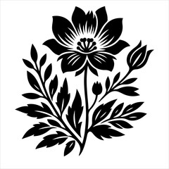 Flower icon silhouette vector. Flower logo icon silhouette illustration