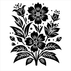 Flower icon silhouette vector. Flower logo icon silhouette illustration