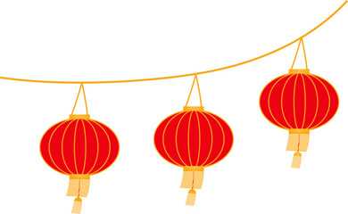 Traditional Red Lanterns Hanging in a Row illustration