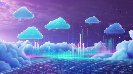 5 light blue clouds floating above the connected polygon