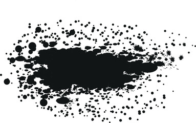 Black monochrome ink or paint blots grunge background. Texture Vector. Dust overlay distress grain. Black splatter, brush, dirty, poster for your design.