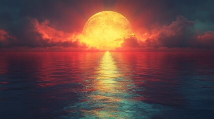 Obraz premium Giant optical prism splitting moonlight into a rainbow river