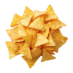 Corn chips nachos isolated on white transparent background