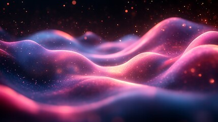 Fototapeta premium Abstract glowing pink and blue waves.