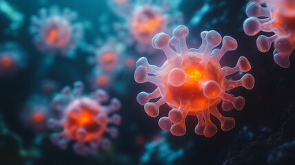 Obraz premium Microscopic View of Virus Particles 