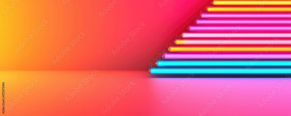 Aufkleber neon abstract background concept. a vibrant background featuring colorful neon lines in a gradient o