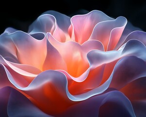 Abstract rose with soft pastel colors and flowing petals.