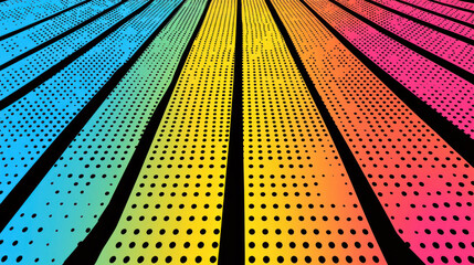 Colorful dotted lines converging perspective background gradient