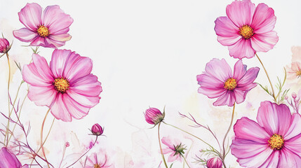 Elegant wedding invitation card background vector. Minimal hand painted watercolor botanical flowers texture template background. Design for wedding, vip cover, poster, rsvp moderncard.Valentine's Day