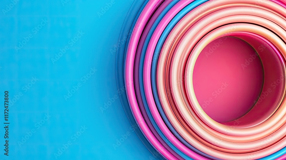 Poster neon abstract background concept. colorful concentric circles creating a vibrant and modern abstract