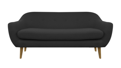 Black fabric classic sofa on wooden legs