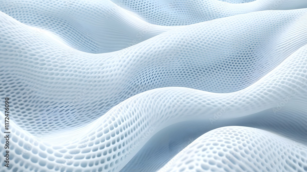 Poster abstract white textured surface with gentle curves and mesh patterns, ideal for backgrounds and mode