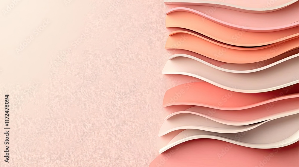 Poster pastel abstract background concept. aesthetic waves of colored paper, creating a soft and modern bac