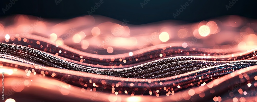 Poster glitter abstract background idea. abstract wave pattern with golden lights and smooth curves, evokin