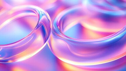 Neon abstract background concept. Colorful abstract rings glowing in vibrant shades of pink and blue.
