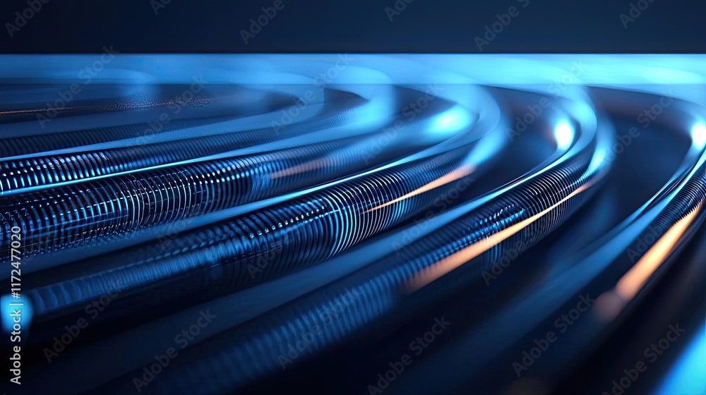 Poster neon abstract background concept. abstract blue wave patterns creating a futuristic tech background.