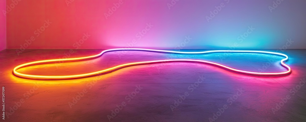 Poster neon abstract background concept. vibrant neon lights creating an artistic abstract line on a modern