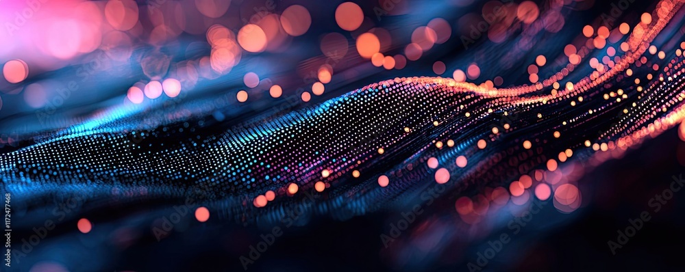 Poster neon abstract background concept. vibrant digital waves in a mesmerizing blend of colors and lights,