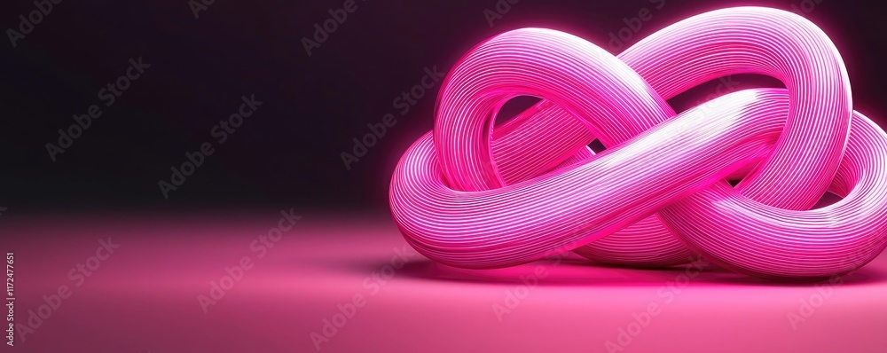 Poster neon abstract background concept. vibrant pink intertwined shapes creating an abstract design on a s